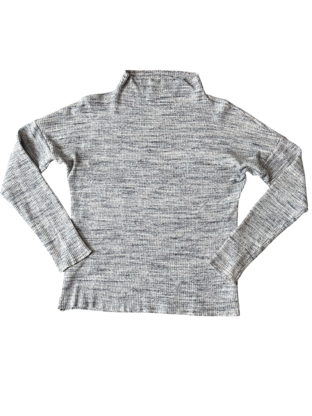 Nation LTD Gray Ribbed Mock Neck Long Sleeve Top Raw Hem Size S - Picture 7 of 10